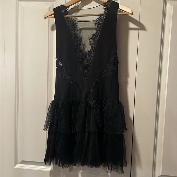 Free people Dove lace sheer mesh mini ruffle dress 4 - Picture 4 of 13